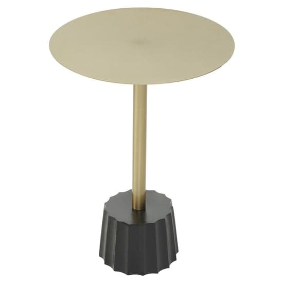 Cordue Round Metal Side Table With Black Base In Gold_1