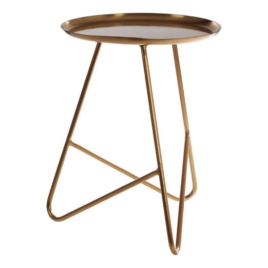 Cordue Round Metal Side Table In Brass_1