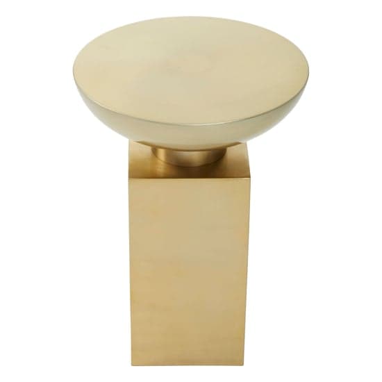 Cordue Round Metal Side Table In Gold Rectangular Base_2