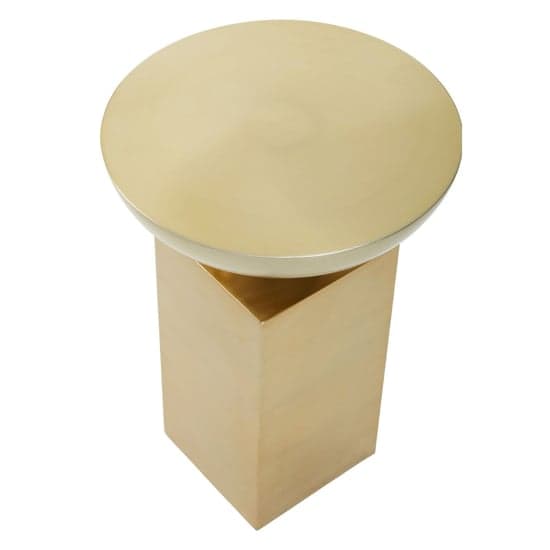 Cordue Round Metal Side Table In Gold Rectangular Base_1