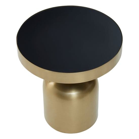 Cordue Round Small Black Glass Top Side Table With Gold Base_2