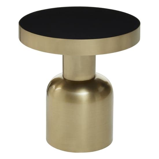 Cordue Round Small Black Glass Top Side Table With Gold Base_1