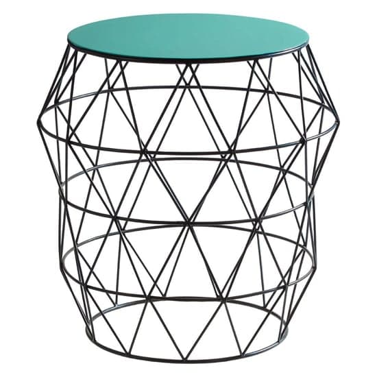 Coreca Round Metal Side Table With Black Base In Green_1