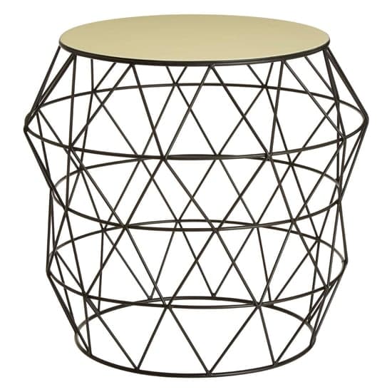 Coreca Round Metal Side Table With Black Base In Ivory_1