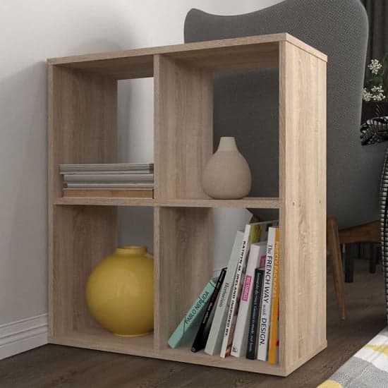 Corfu Wooden Shelving Unit In Oak With 4 Compartments_1