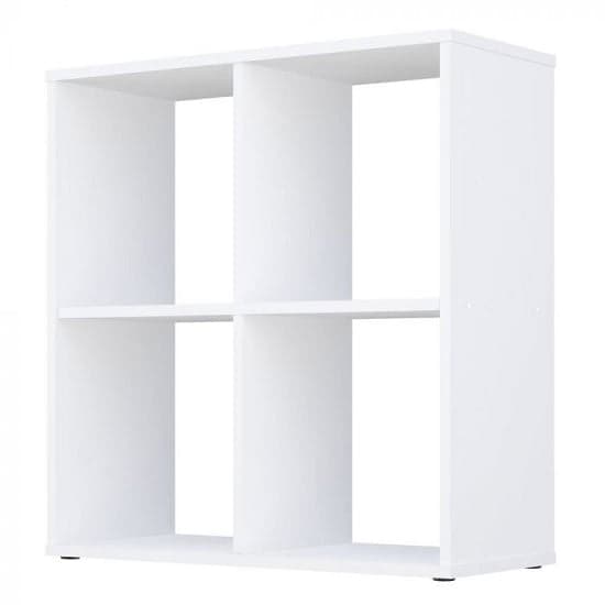 Corfu Wooden Shelving Unit In White With 4 Compartments_2