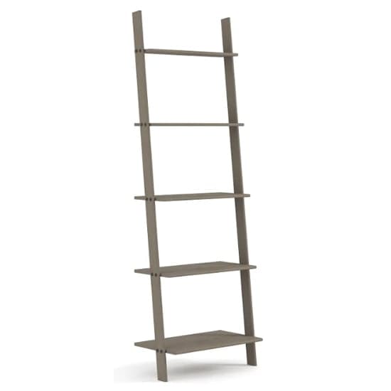 Consett Wooden Ladder Shelving Unit In Grey Washed Wax_1