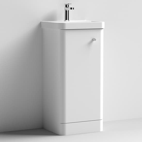 Corinth 40cm Floor Vanity Unit With Basin In Gloss White_1