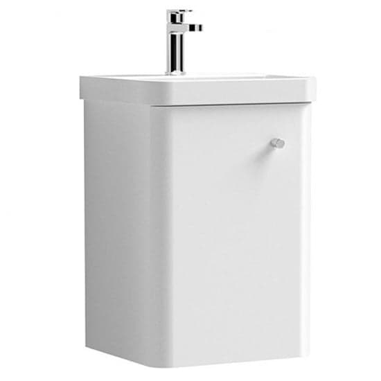 Corinth 40cm Wall Vanity Unit With Basin In Gloss White_2