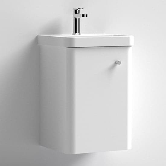 Corinth 40cm Wall Vanity Unit With Basin In Gloss White_1