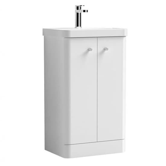 Corinth 50cm Floor Vanity Unit With Basin In Gloss White_2