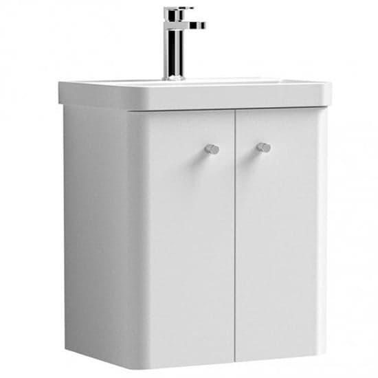 Corinth 50cm Wall Vanity Unit With Basin In Gloss White_2