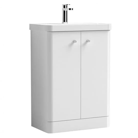 Corinth 60cm Floor Vanity Unit With Basin In Gloss White_2