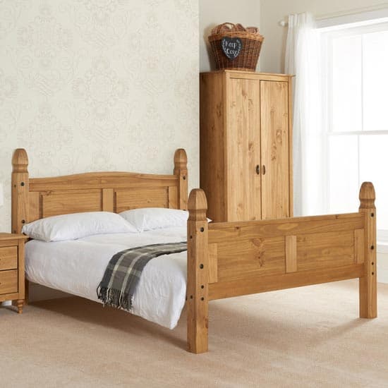 Corona Wooden High End Double Bed In Waxed Pine_1