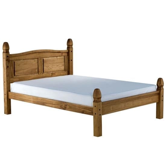 Corona Wooden Low End King Size Bed In Waxed Pine_2