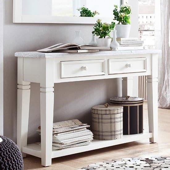 Corrin Wooden Console Table In White With 2 Drawers_1