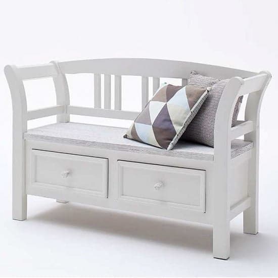 Corrin Trendy Wooden Shoe Bench In White With 2 Drawers_2