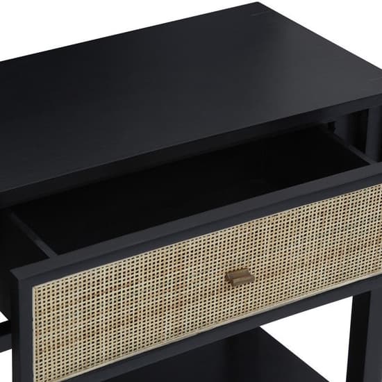 Corson Cane Rattan Wooden Console Table With 2 Drawers In Black_6