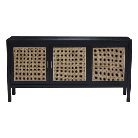 Corson Cane Rattan Wooden Sideboard With 3 Doors In Black_2