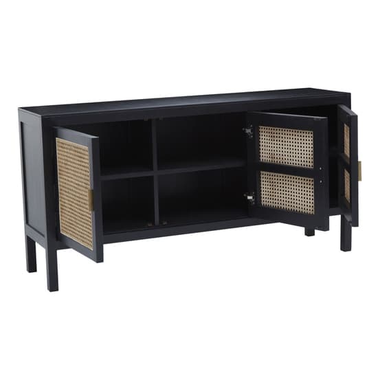 Corson Cane Rattan Wooden Sideboard With 3 Doors In Black_4