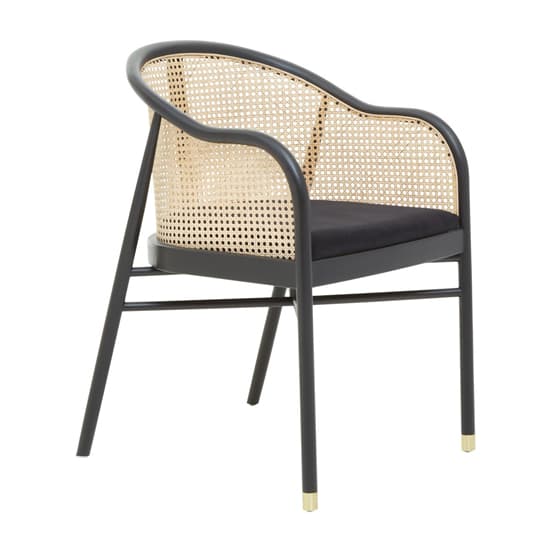 Corson Wooden Cane Rattan Bedroom Chair In Black_2