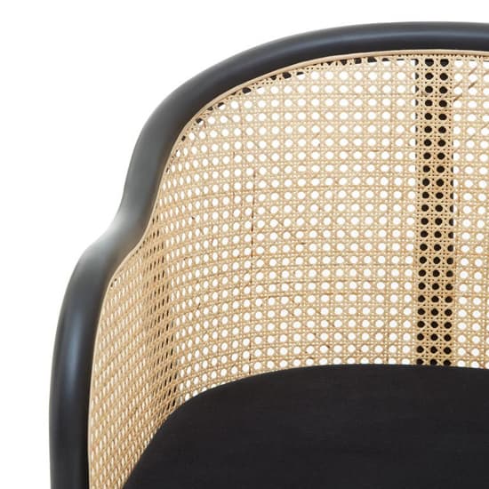 Corson Wooden Cane Rattan Bedroom Chair In Black_5