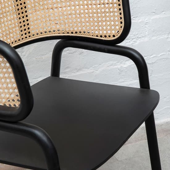 Corson Wooden Cane Rattan Bedroom Chair In Black Furniture in Fashion