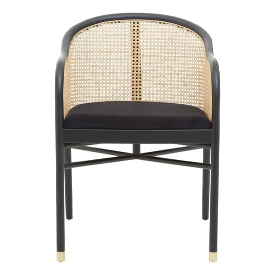 Corson Wooden Cane Rattan Bedroom Chair In Black_1