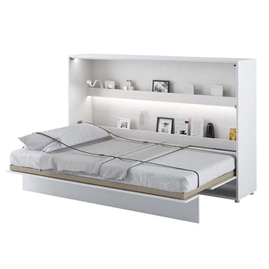 Cortez Double Bed Wall Horizontal In Matt White With LED_1