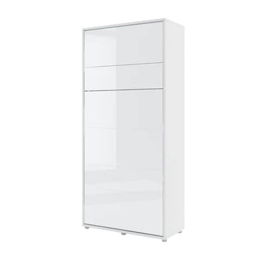Cortez High Gloss Single Bed Wall Vertical In White With LED_2