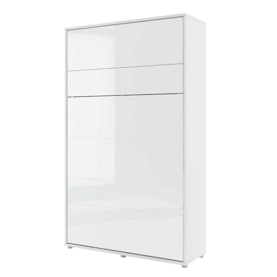 Cortez High Gloss Small Double Bed Wall Vertical In White With LED_2