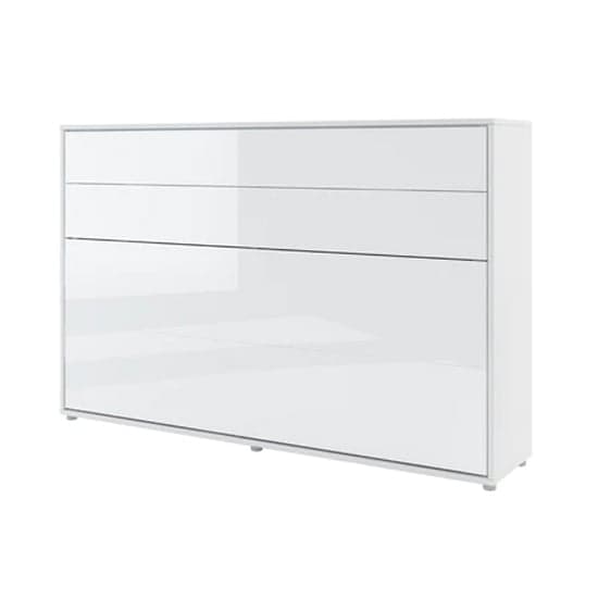 Cortez Gloss Small Double Bed Wall Horizontal In White With LED_2