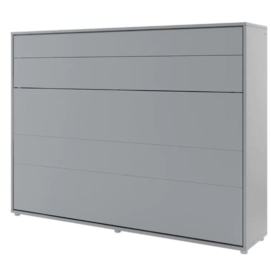 Cortez Wooden Double Bed Wall Horizontal In Matt Grey With LED_2