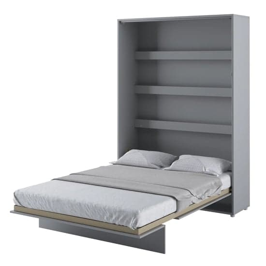 Cortez Wooden Double Bed Wall Vertical In Matt Grey With LED_1
