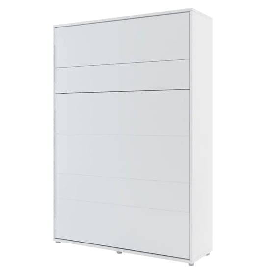 Cortez Wooden Double Bed Wall Vertical In Matt White With LED_2