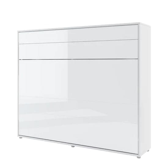 Cortez Wooden King Size Bed Wall Horizontal In White With LED_2