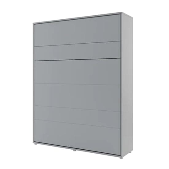 Cortez Wooden King Size Bed Wall Vertical In Matt Grey With LED_2