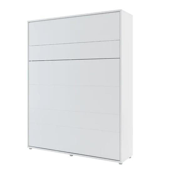 Cortez Wooden King Size Bed Wall Vertical In Matt White With LED_2