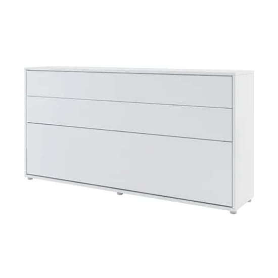 Cortez Wooden Single Bed Wall Horizontal In Matt White With LED_2