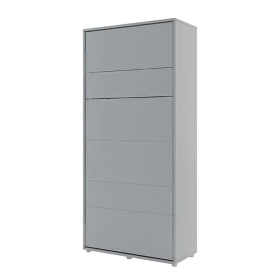 Cortez Wooden Single Bed Wall Vertical In Matt Grey With LED_2