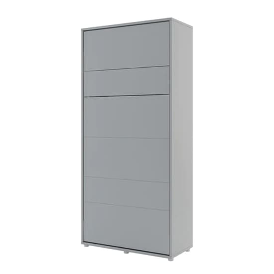 Cortez Wooden Single Bed Wall Vertical In Matt Grey With LED