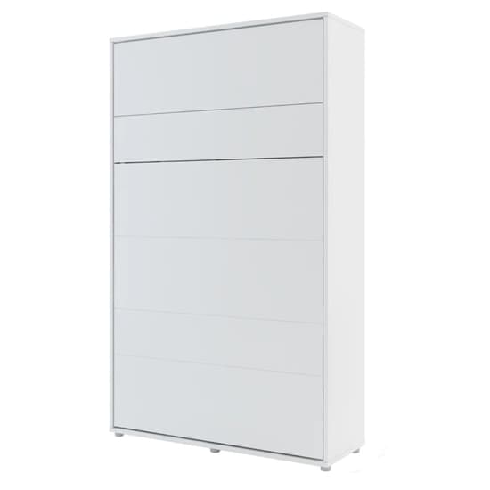 Cortez Wooden Single Bed Wall Vertical In Matt White With LED_2