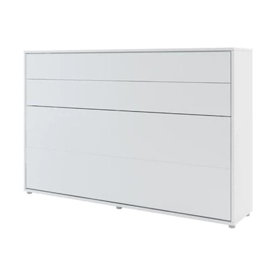 Cortez Small Double Bed Wall Horizontal In Matt White With LED_2