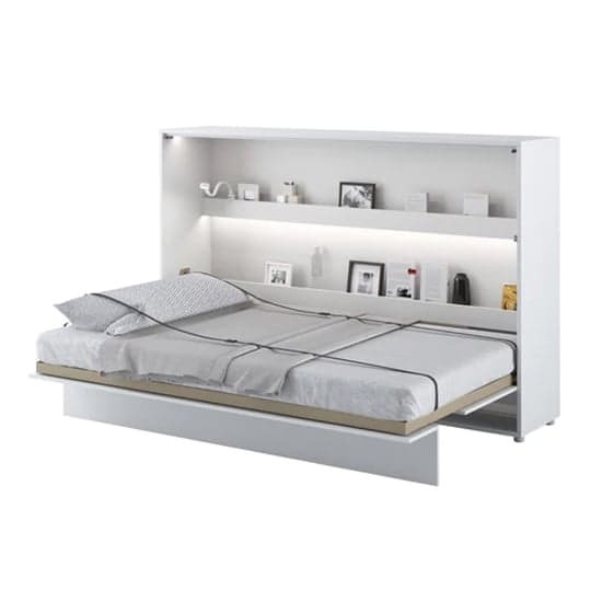 Cortez Small Double Bed Wall Horizontal In Matt White With LED_1