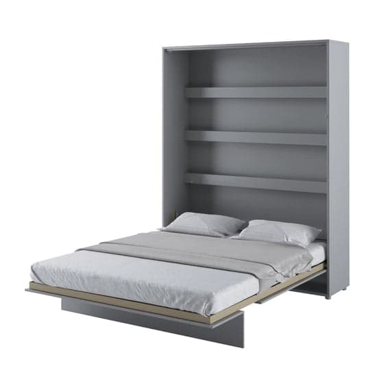 Cortez Super King Size Bed Wall Vertical In Matt Grey With LED_1