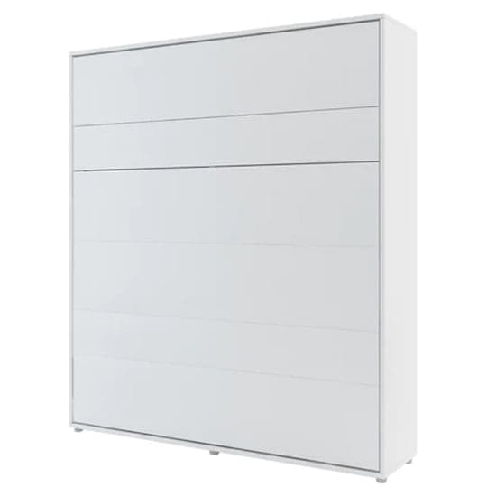 Cortez Super King Size Bed Wall Vertical In Matt White With LED_2