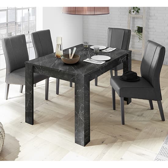 Corvi Extending Wooden Dining Table In Black Marble Effect_3