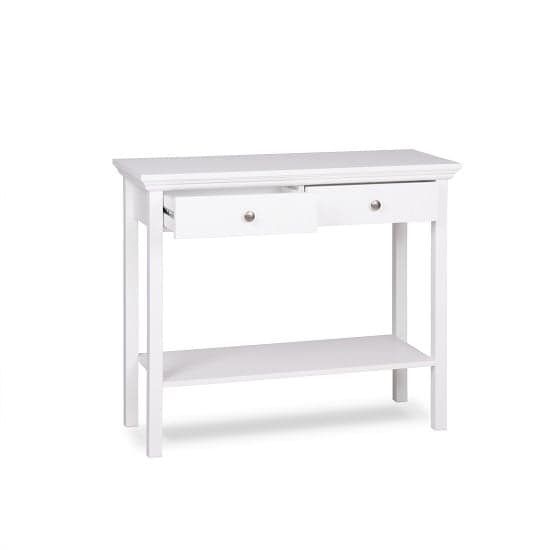 Country Console Table In White With 2 Drawers_2