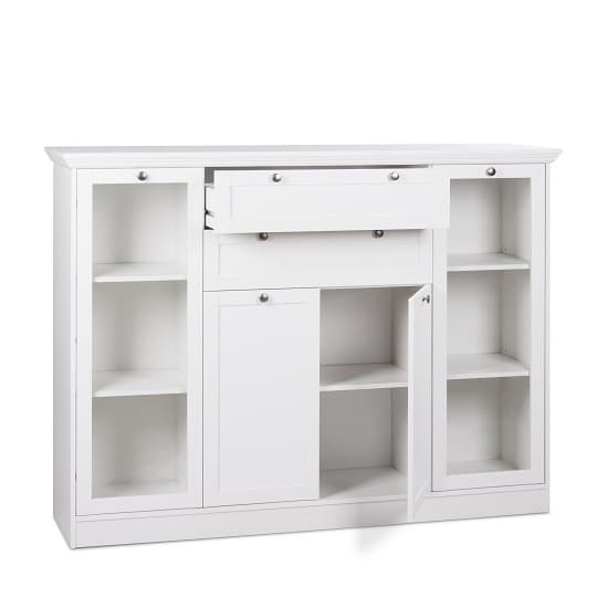 Country Glass Highboard In White With 4 Doors_4