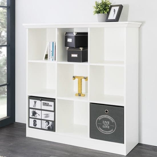 Country Wide Bookcase Small In White With 9 Compartments_1